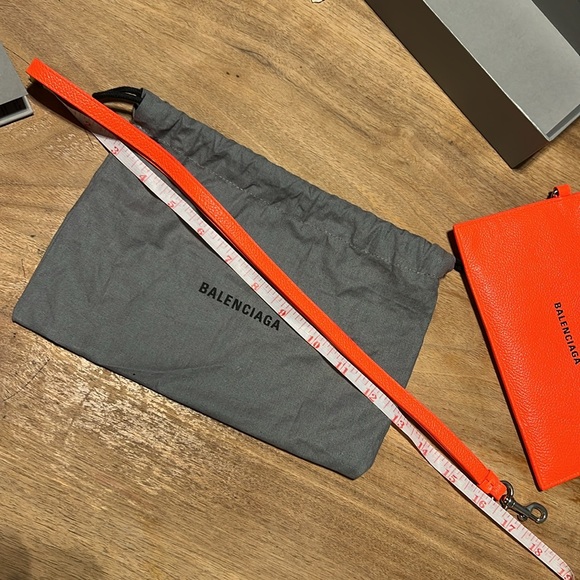 Authentic Balenciaga Passport/Phone and Card holder on lanyard - Neon Orange - Picture 9 of 13